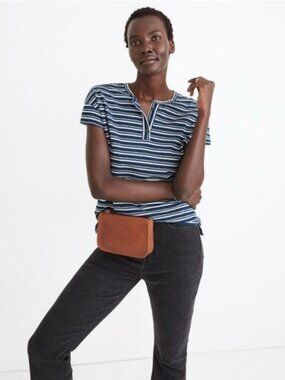 Madewell Blue Striped Brother Henley Tee Size XL